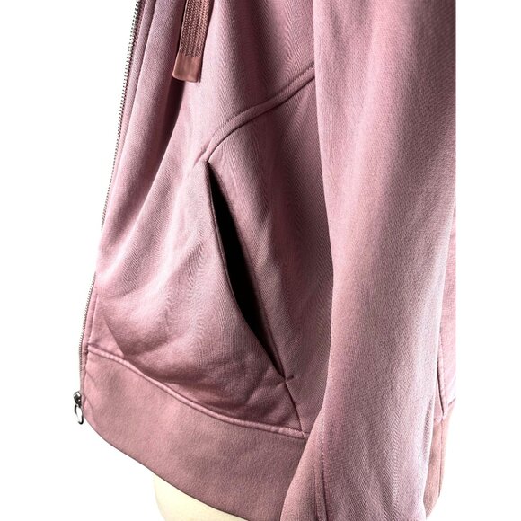 Athleta Triumph Rose Pink Luxe Shine Women Sherpa Lined Hoodie Jacket, Medium - Picture 12 of 16